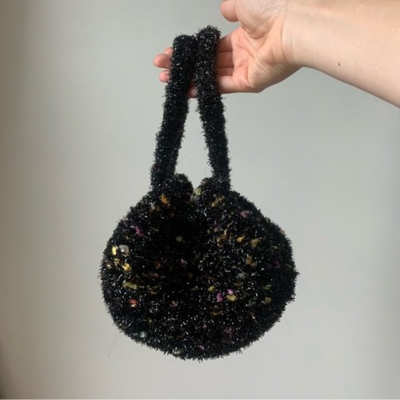 [SOLD] VINTAGE 1920’s Style Round Black Chenille Festive Pouch - Picture 4 of 6